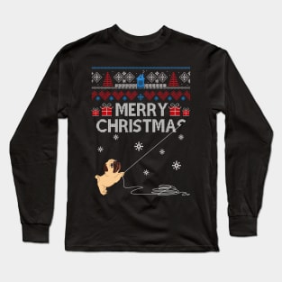 Merry Christmas Funny Naughty Pug Long Sleeve T-Shirt